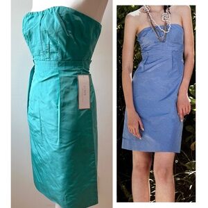 J.Crew NWT Strapless Silk Taffeta Gracen Dress Tropical Aqua 0P Mini